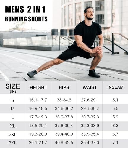 1/4 Pack Mens 2 in 1 Running Workout Shorts with Liner,Gym Athletic Quick Dry Sport Shorts with Pockets