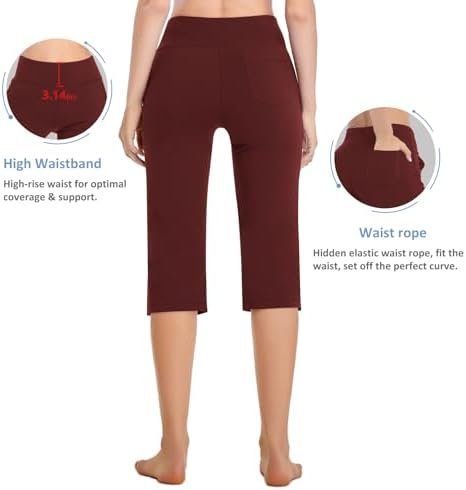 Women's Yoga Pants with Pockets High Waist Stretch Pants Tummy Control Workout Pants